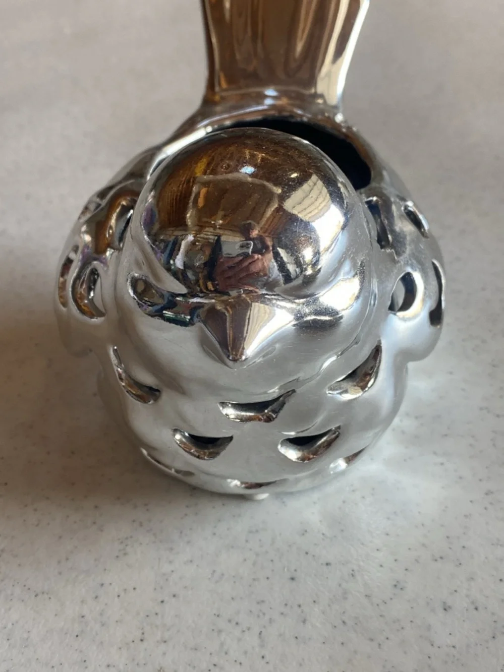 Decorative Ceramic Bird Figurine - Silver